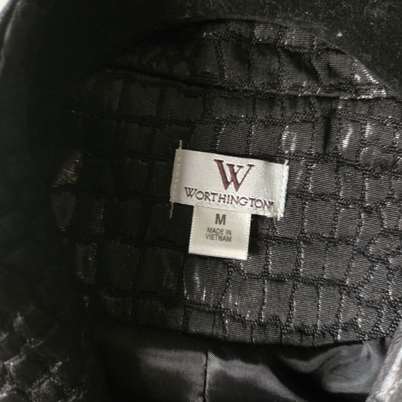 Worthington Croc Embossed Moto Jacket Medium Black Faux Leather Biker Chic - Picture 8 of 10